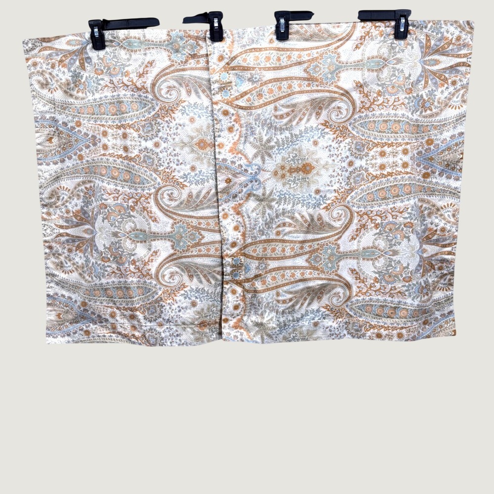 Pottery Barn Blythe Paisley Pillow Sham Standard Set 2 Cream Blue Tan Cotton